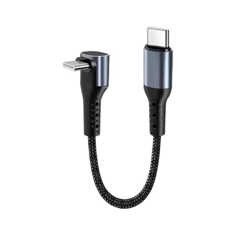 25cm 66W 90 Degree Elbow Short Cable USB/USB C To Type C Fast Charging Data Cord for Power Case Camera Mobile Phone