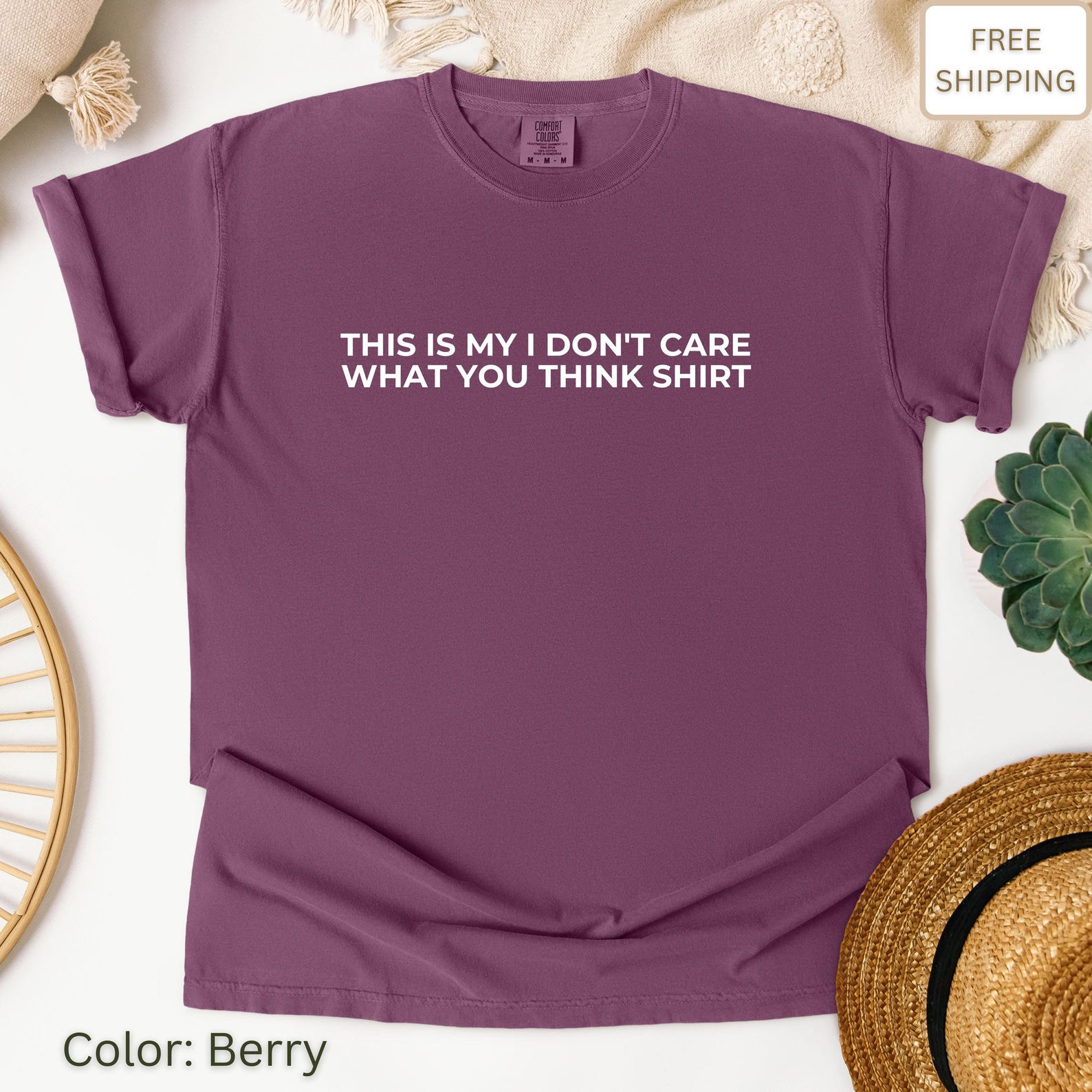 Sarcastic Graphic Comfort Colors T-Shirt: I Don t Care Tee S