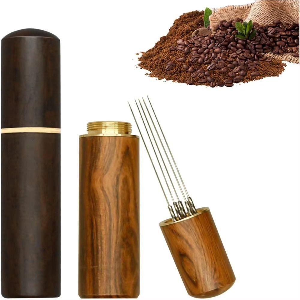 Roestvrij Staal Koffiepoeder Tamper Mini Houten Handvat Espresso Koffie Roerder Doek Poeder Naald Barista Accessoires