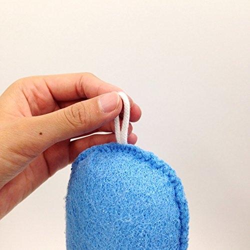Japanese Loofah Body Sponge Blue 14.5x9.5x5cm - Exfoliating Bath Pouf for Lathering - Made In Japan
