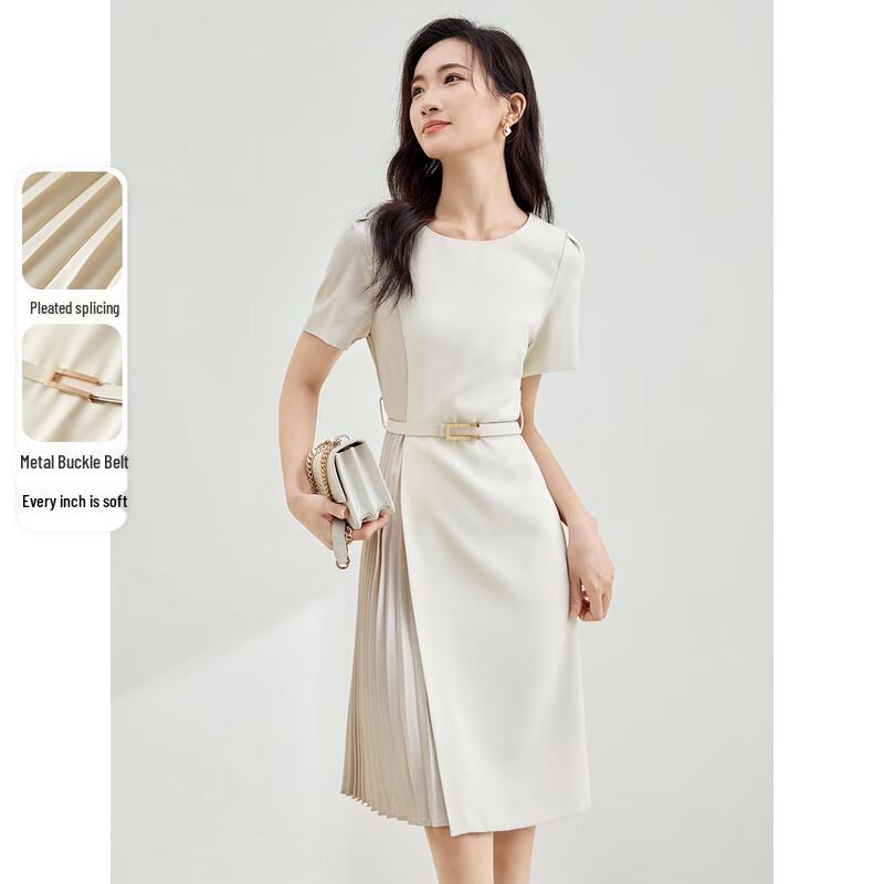 Elegant Summer Pleated Patchwork Midi Dress