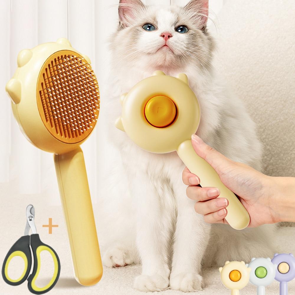 

Pet Grooming Needle Brush Magic Massage Comb Hair Remover Pets General Supplies for Cat Dog Cleaning Care жёлтый