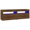 Moderner TV-Schrank Im Vintage-Stil Mit LED-Licht Außenansicht Aus Brauner Eiche 120x35x40 Cm