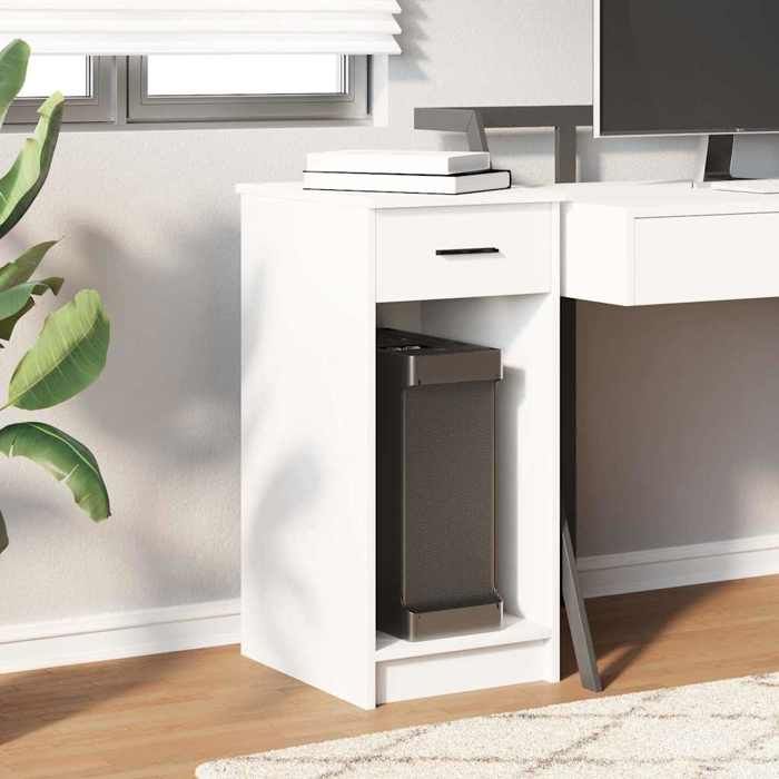 VidaXL Computer Tower Stand with Drawer White 35x45x77 Cm, PC Tower Stand, Desk Support Stand 858740