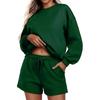 Women's Fashion Sportswear Casual Long-Sleeved Pullover Sweatshirt Drawstring Shorts Set