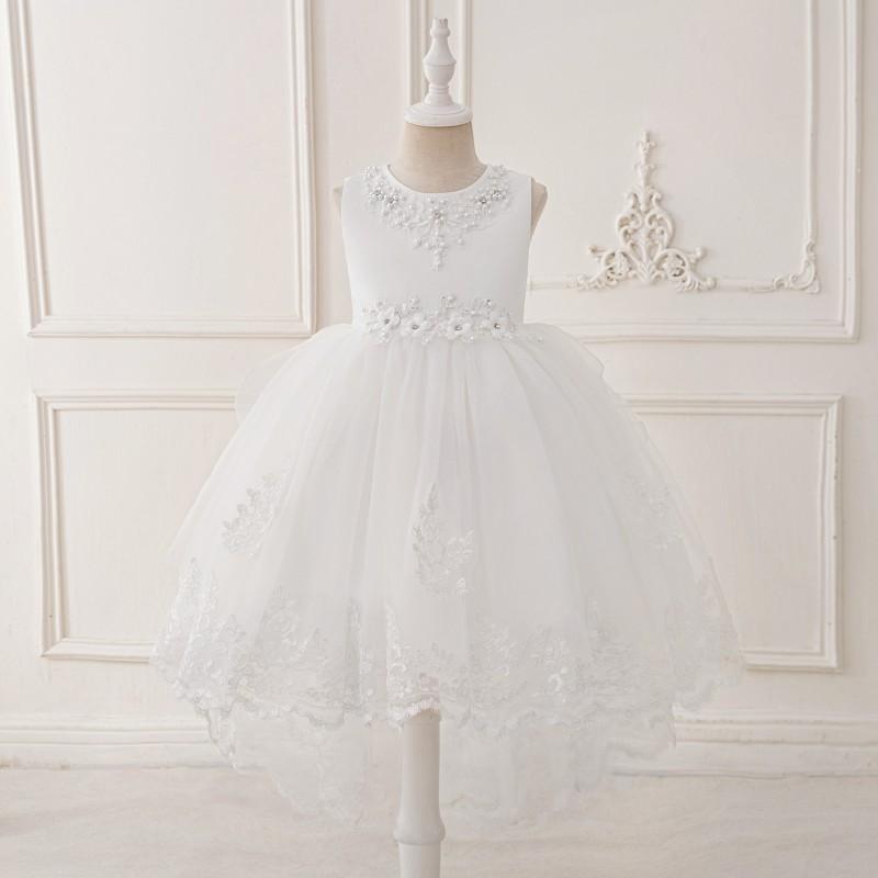 Girls Princess Tulle Dress Embroidered Sleeveless Party Gown Kids 4-8 Years