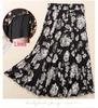 Women's Summer Midi Skirt with Lining - Elegant Swing Ice Silk for Middle-Aged and Elderly