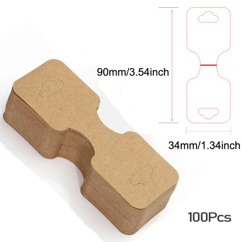 100Pcs Foldable Kraft Paper Packing Cards For Diy Hair Tie Jewelry Display Holders Handmade Necklace Bracelet Retail Price Tags