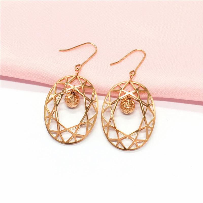 Pure Purple Gold Hollow Beads Plated With Rose Gold Women'S Fashion Temperament Color Gold Earrings