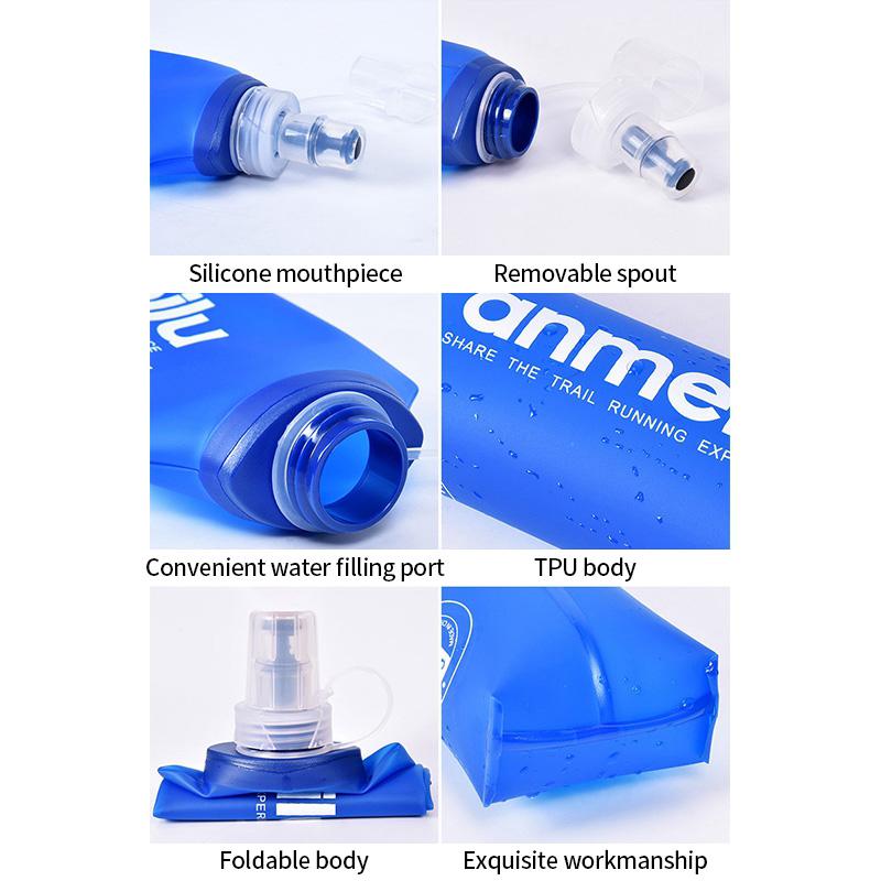 250/500ml Outdoor Water Bottle Running Cycling Storage Water Bag Foldable Small Kattle with Straw TPU Water Bags Drinkware