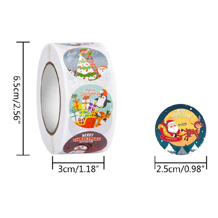 500x/Set Christmas Label Stickers DIY Santa Snowman Elk Adhesive Sealing Sticker