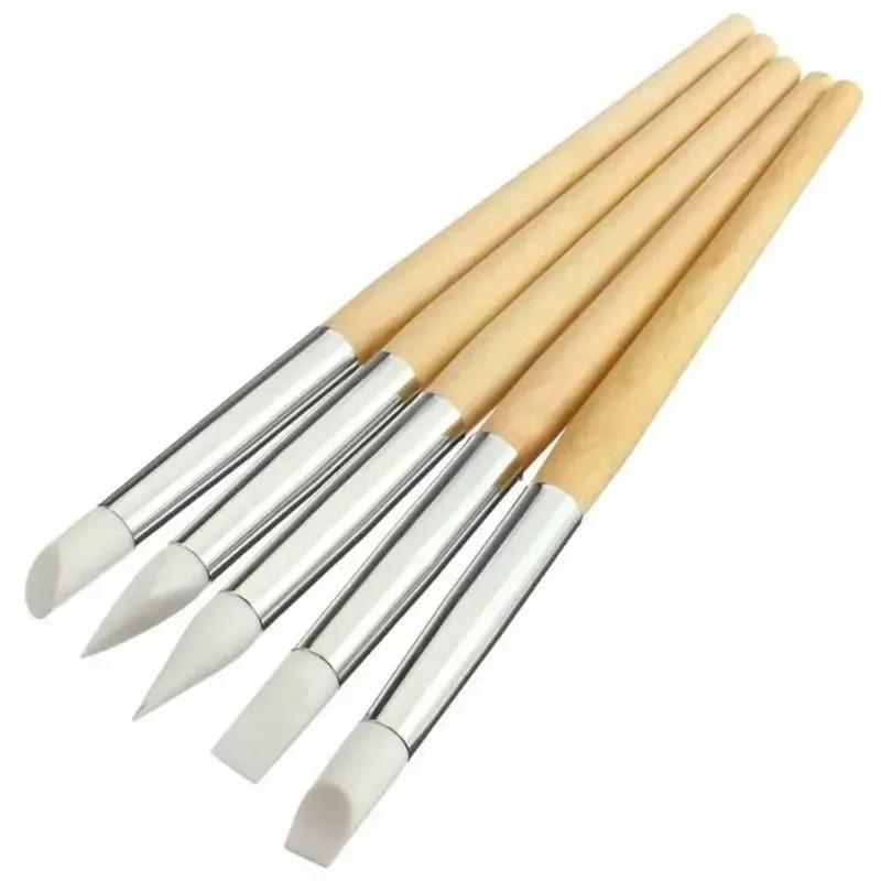 5Pcs High Quality Watch Dial Cleaning Pen Nail Art Silicone Pen Carving Emboss Manicure Brushes Dust Cleaner Repair Tools