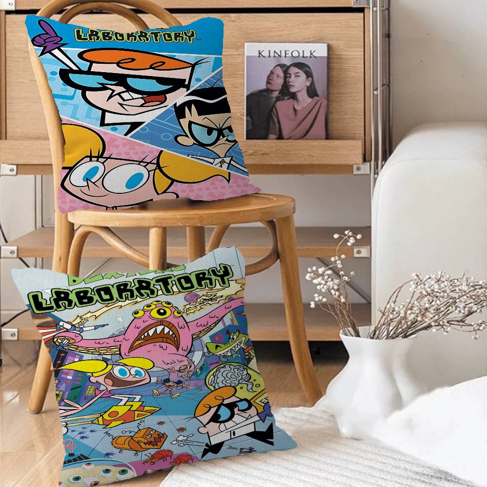 Kreslený D-Dexterova laboratoř Personalizovaný obrázek text domácí dekorativní polštáře Domácí dárky 45x45cm