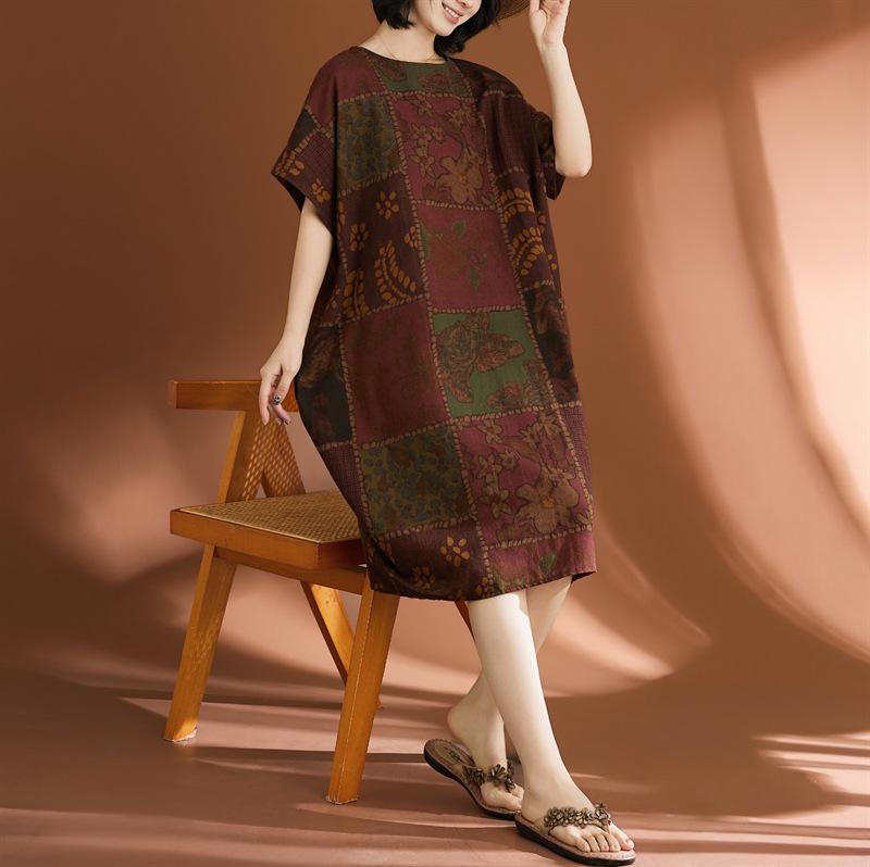 Real Shot 2026 Summer New Large Size Women's Clothing Fat MM Linen Cotton Linen Retro Literary Ethnic Style Casual Dress