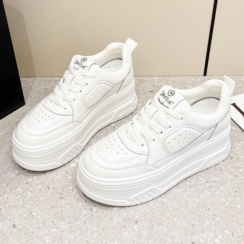 Shoes Women's Spring New Small Inner Height Increase Women's Shoes Muffin Platform White Shoes Women's Versatile Casual Shoes