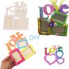 Family Art 3 In 1 Love  Rahmen Heart Shape Picture Holder Wooden Photo Frame