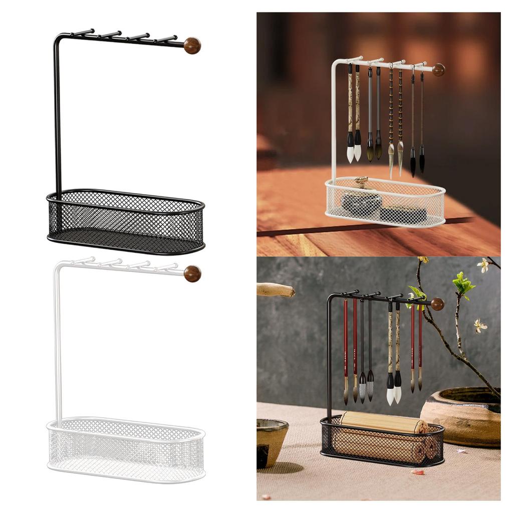 Metal Windchime Hanger Tabletop Stand Calligraphy Brush Holder Jewelry Organizer for Home Decoration