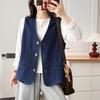 2026 Plus Size Women's V-Neck Denim Vest: Slimming, Versatile Cardigan for Spring/Autumn