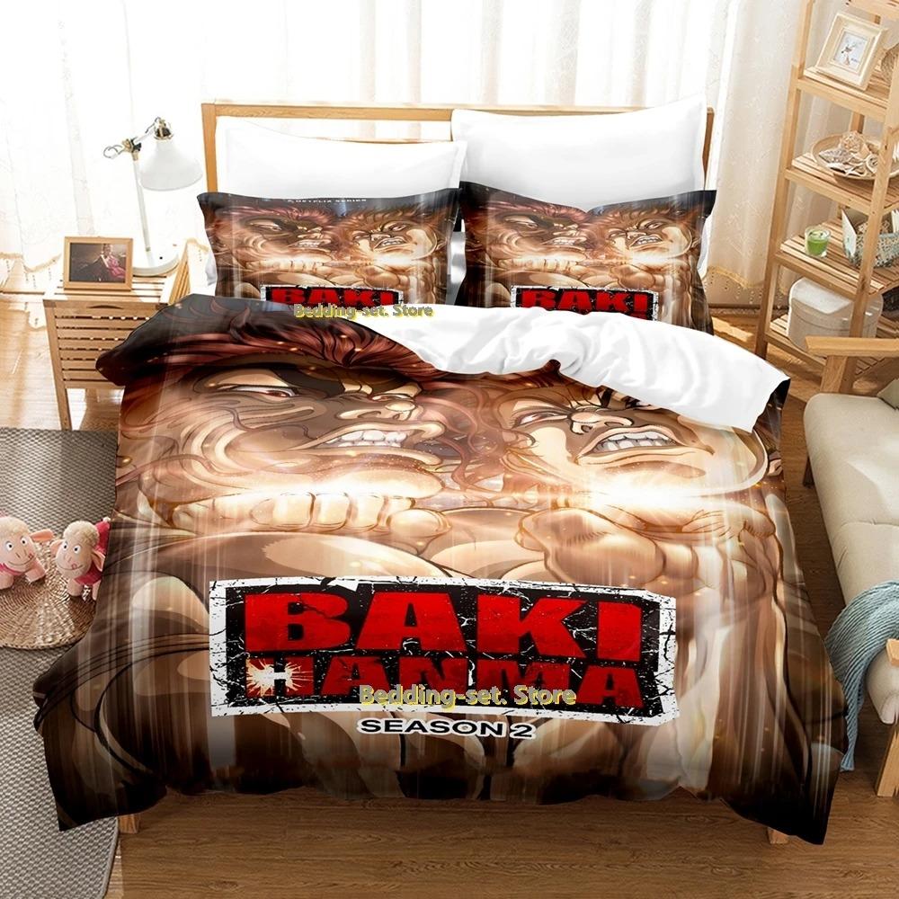 Baki Hanma Bedding Set Single Twin Full Queen King Size Bed Set Adult Kid Bedroom Duvetcover Sets 3D Print Anime Bed Sheet Set