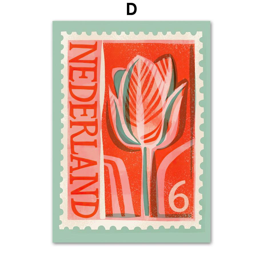 Niederlande Usa Frankreich Spanien Italien Briefmarke Nordic Poster Wand Kunstdrucke Leinwand Malerei Dekor Bilder Für Wohnzimmer