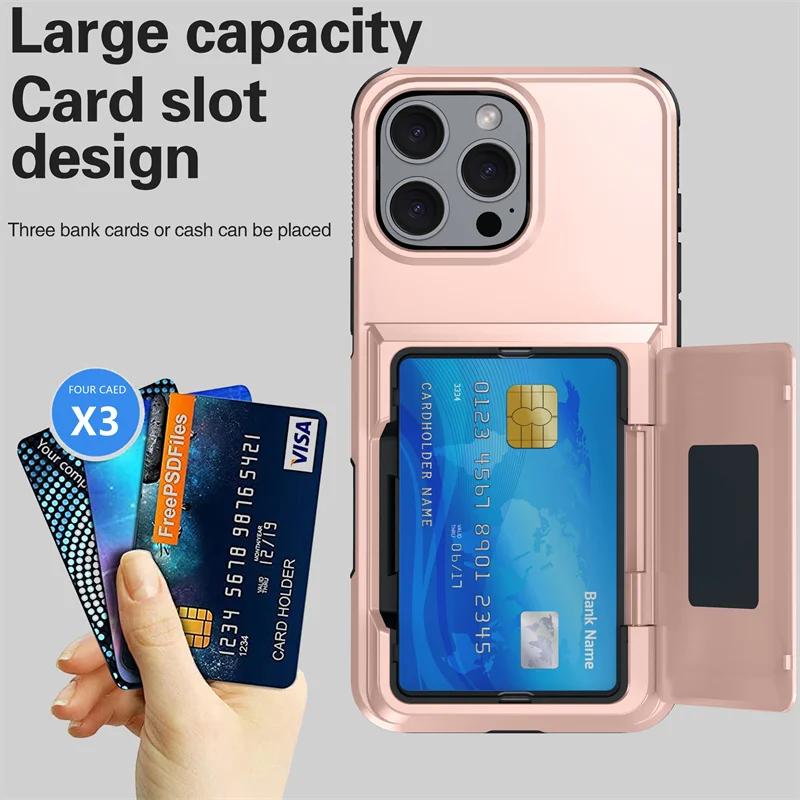 Card Wallet Phone Cases iPhone 16 15 14 Pro Max 13 12 11 Pro Shockproof Protective Cover for iPhone 16 Flip Shell with Stand