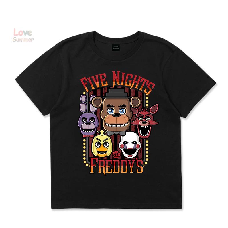 T-Shirt 4 To 14 Years FNAF At Freddys T Shirts for Children Humor T-Shirt Crewneck Tees Boys Girls Short Sleeve Tops