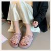 Summer new thick bottom heightening versatile beach sandals original retro open-toed beach non-slip one-word slippers