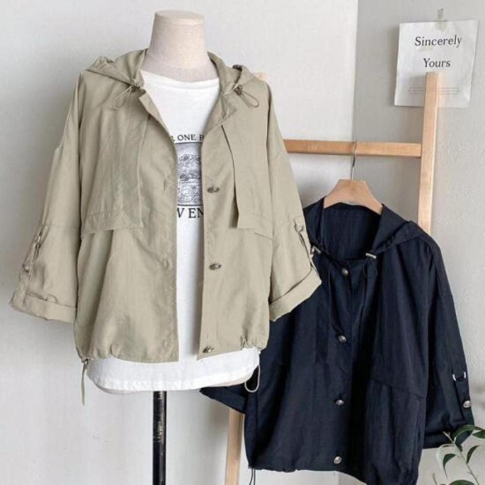 New ArrivalS Open Run Women S Nylon String Hood Roll Up Sleeve Jacket
