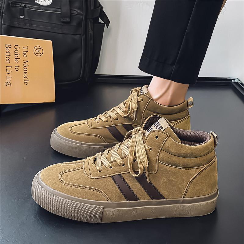 

2025 new fashion student high-top men s shoes niche design trend sports and leisure board shoes 7988 39 хаки