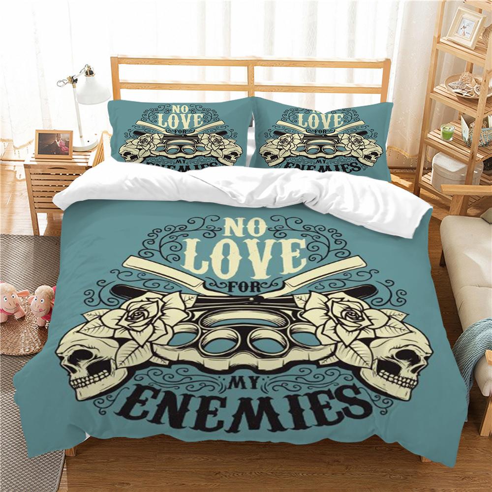 

Комплект постельного белья с черепом, пододеяльник с 3D принтом, наволочка с черепом для мальчика, односпальный комплект постельного белья из микрофибры, домашний текстиль EU Single 135x200cm