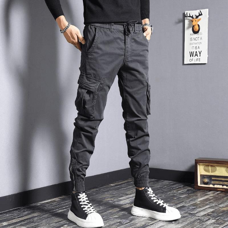 Men's Trendy Cotton Loose Fit Zipper Leg Overalls for Autumn