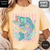 Retro Bass Fish Shirt and kids T-Shirt, Comfort Colors® Pastel Beachy Tee, Preppy Coastal Cowgirl Cotton TShirt and kids T-Shirt
