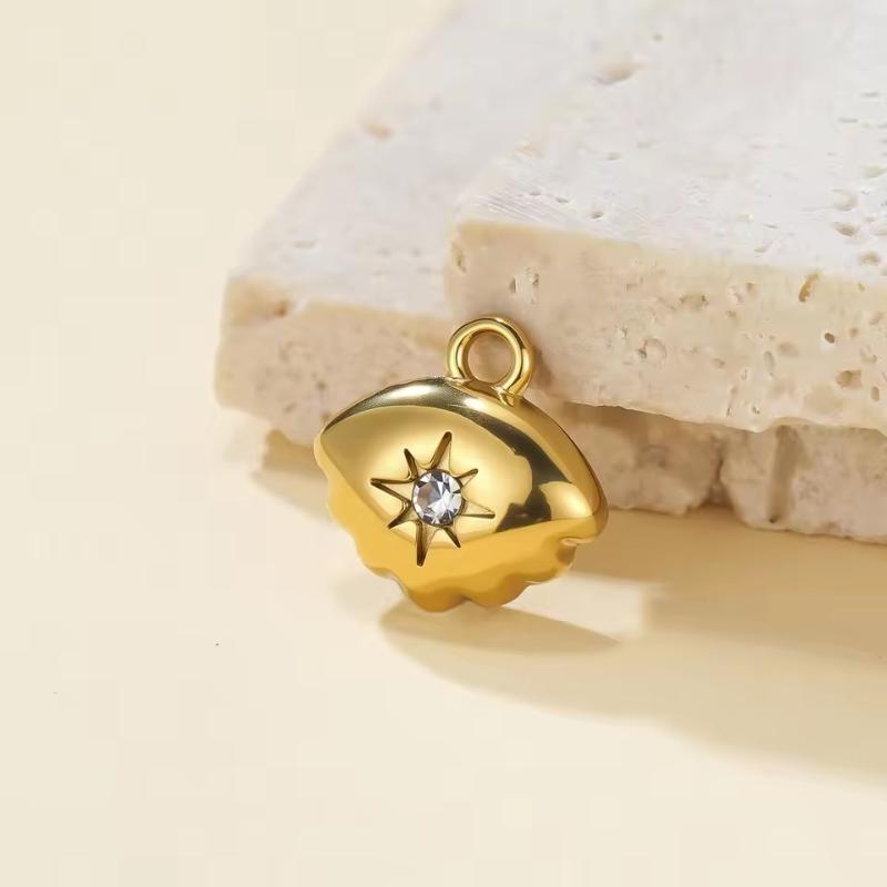 2Pcs Love Star Shell Pendant Stainless Steel Summer Diy Necklace Earrings Bracelet Jewelry Making Accessories