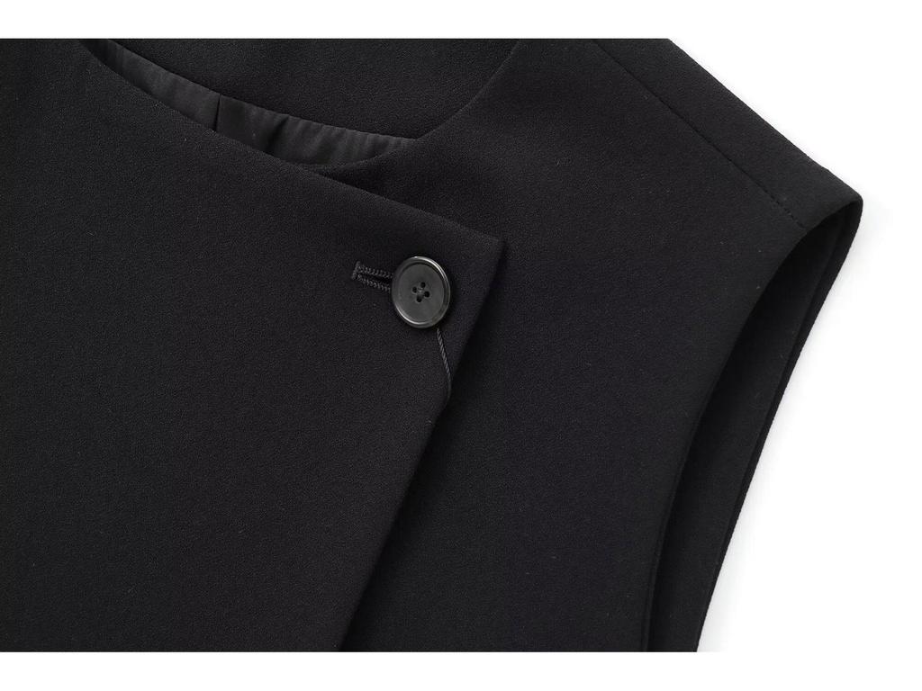 2024 Autumn Women's Asymmetrical Vest & Casual Pants - Euro-American Style Fashion