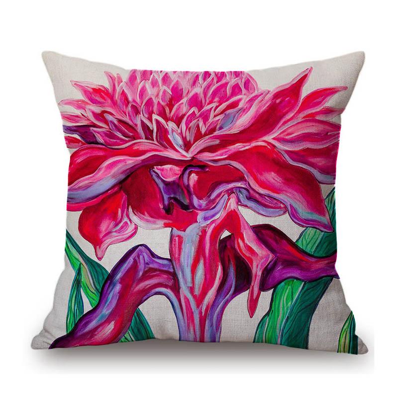 Piante Tropicali Foglie Foglie di Palma Pittura ad Olio Decorazione per la Casa Arte Cuscino da Divano Federa Cotone Lino Floreale Copricuscino