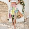 Women's Casual High Waist A-Line Skirt Polka Dot Stripe Printed  Skirt With Pockets