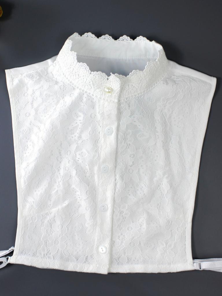 1pc High-Quality Double-Layer Stand Collar Lace Women's Detachable False Collar - Elegant Shirt-Style Decorative High Neck, Suit