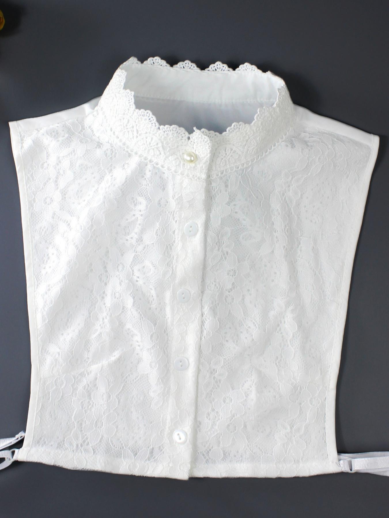 

1 шт. Высококачественный двухслойный кружевной съемный воротник-стойка для женщин - Элегантный декоративный воротник-стойка рубашечного типа, костюм