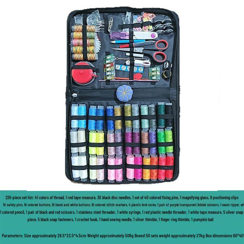 Portable 27-Piece Sewing Kit with Needle and Thread Box