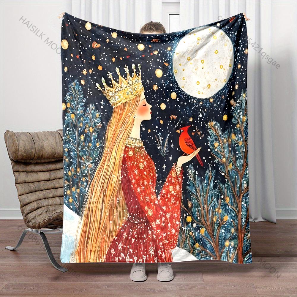 Nordic Style Cardinal Girl Print Blanket Warm Soft Fluffy Kids Adult Luxury Gifts for Sofa Bed Home Outdoor Travel Camping