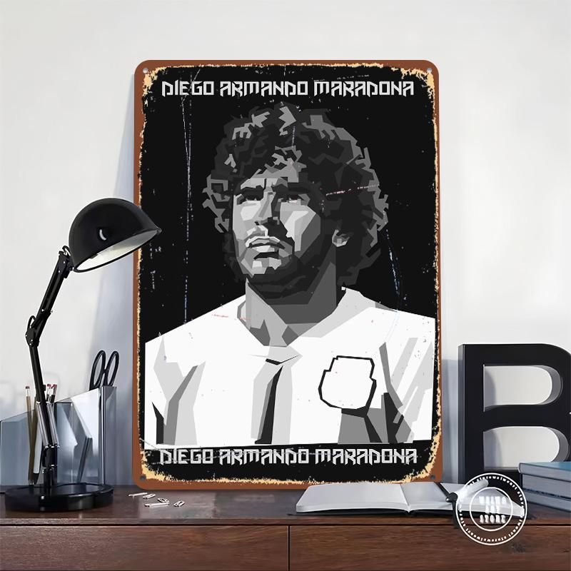 Maradona che gioca a calcio Poster in Metallo Arte da Parete Personalizzata Segni in Latta Retro Vintage per Man Cave Caffetteria Accessori Casa