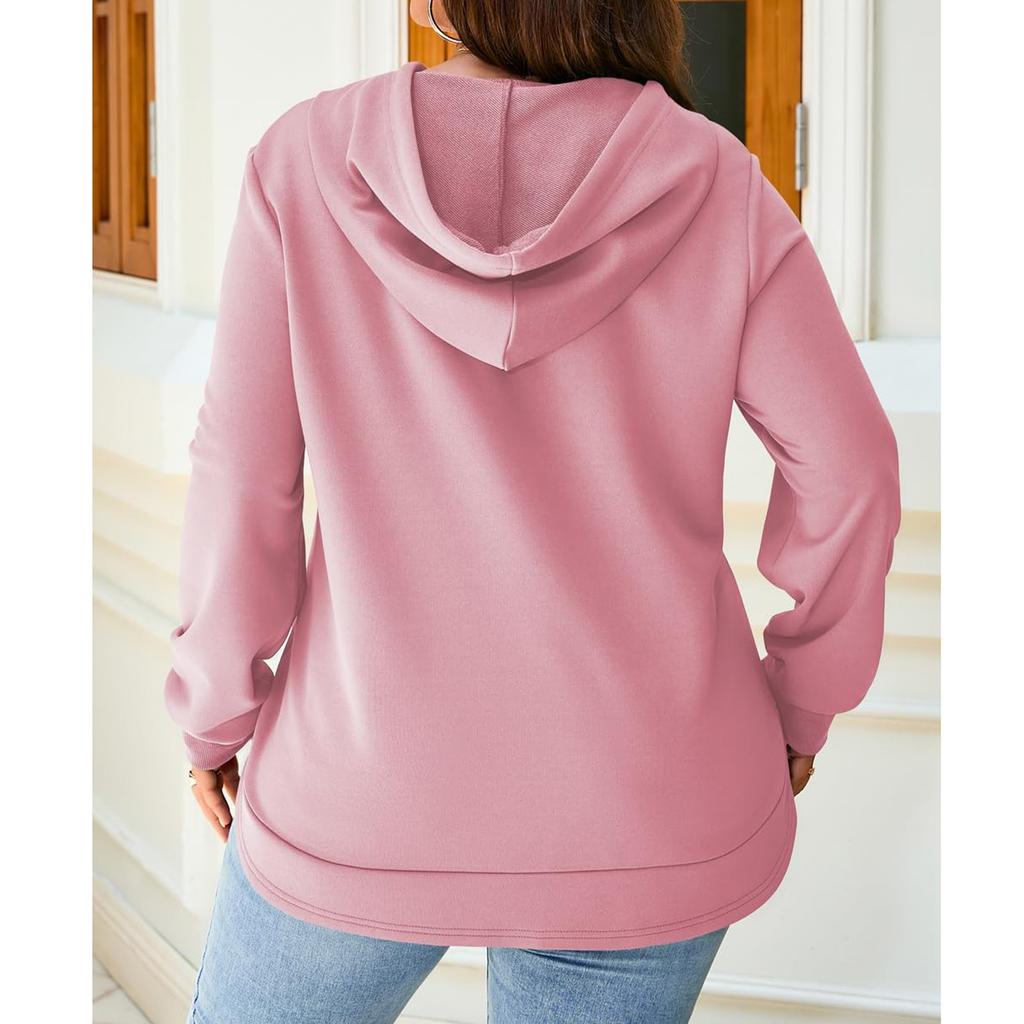 Hanorac de damă casual la modă, culoare uni, cu mânecă lungă