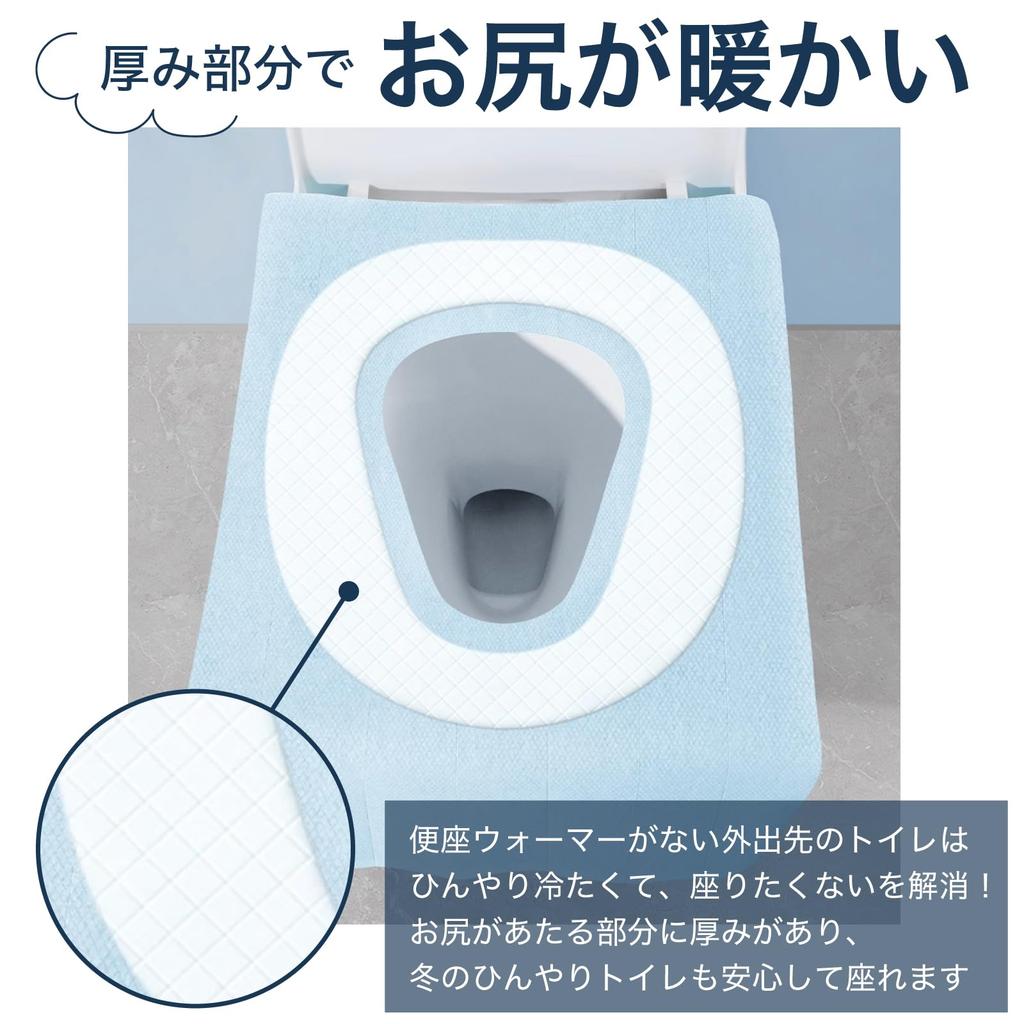 RONGUI Thick Disposable Toilet Seat Covers, 7, 14, and 35 Sheets, Warm for Winter, Disaster Preparedness, Outdoor Activities, and Overseas Travel (Blu