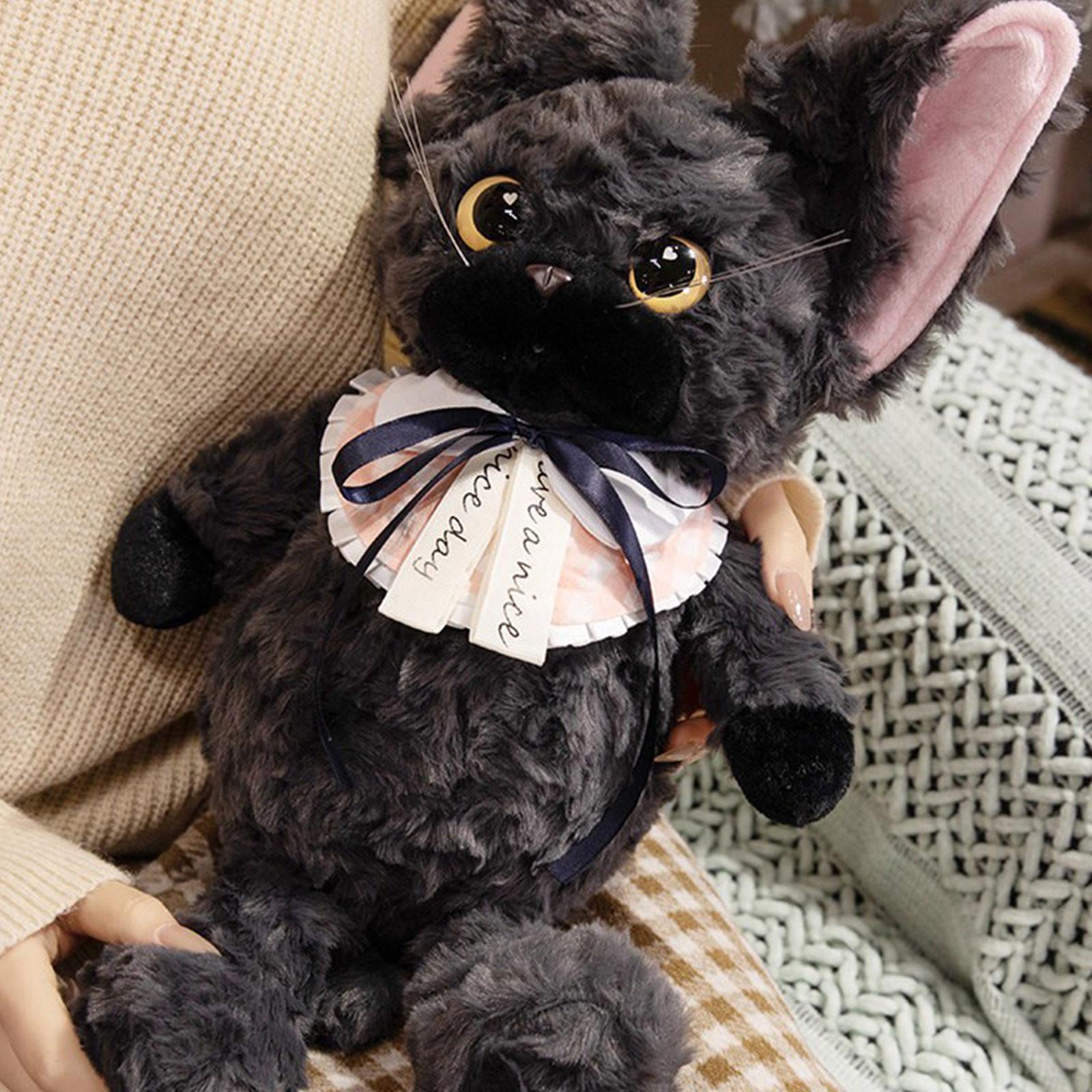 

Немецкая кукла-кошка, изысканная кудрявая кошка в мешочке, плюшевая игрушка, успокаивающие куклы, детская кукла, подарок на день рождения, 1 шт, 17,7 дюйма One Size чёрный