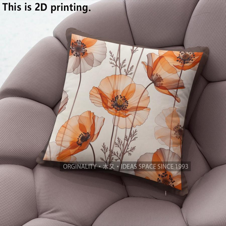 Poppy Floral Print Farmhouse Throw Pillow Covers Pattern Cushion Cover Suitable For Sofa Bedroom Car Pillow Cover