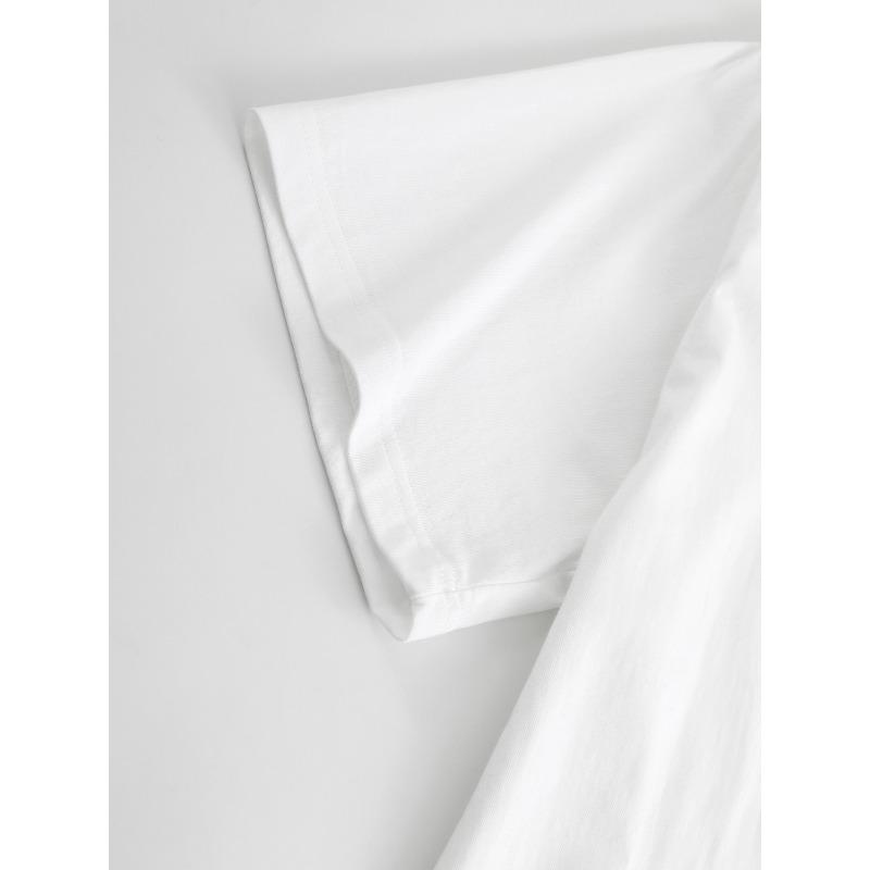 European sizes Unique Graphic Bearded Man White T-Shirt - Stylish Crew Neck Casual Tee with Cool Chain Detail and Tattoos Design