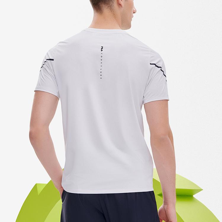FILA Athletics Casual Sports Logo Solid Color Round Neck Running Short Sleeve T-Shirt Men Tops Jade-White A11M233105F-WT