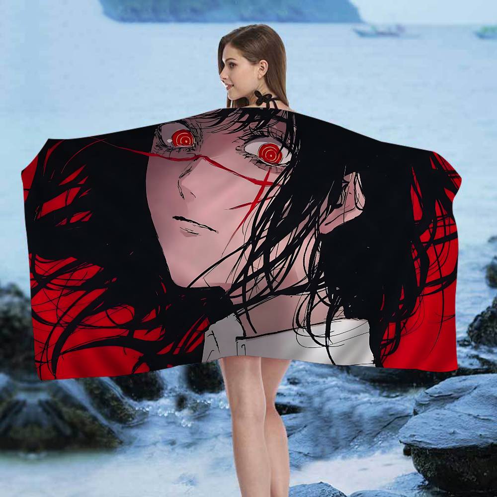 Asa Mitaka Chainsaw Man Anime Microfiber Blanket Quick Drying Beach Towels Oversized Printing Super Absorbent Pool Towel Blanket