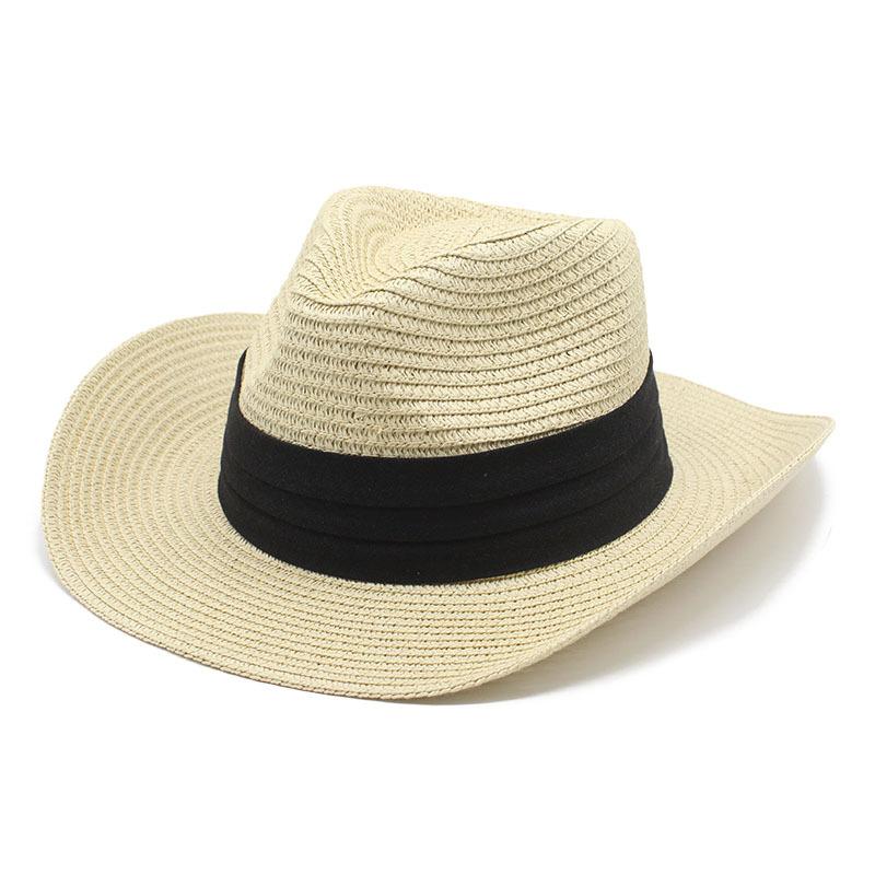 Summer Hat Panama Straw Hat British Top Hat Men'S And Women'S Foldable Sunshade Beach Hat Sunscreen Hat