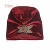 Tenfyer Beads Flower Women Cancer Chemo Velvet Hat Beanie Turban Head Wrap